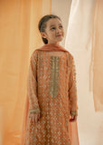 Maria B Kids 3PC Embroidered Linen Dress With Net Dupatta