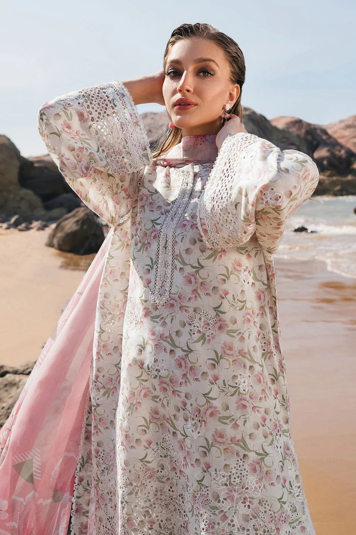 Baroque Embroidered Printed Lawn – Floral Elegance