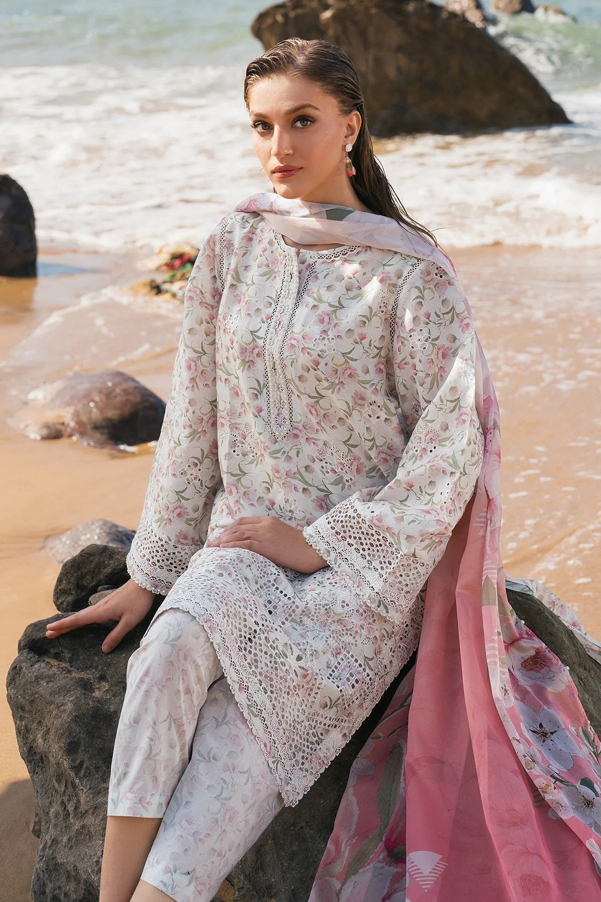 Baroque Embroidered Printed Lawn – Floral Elegance