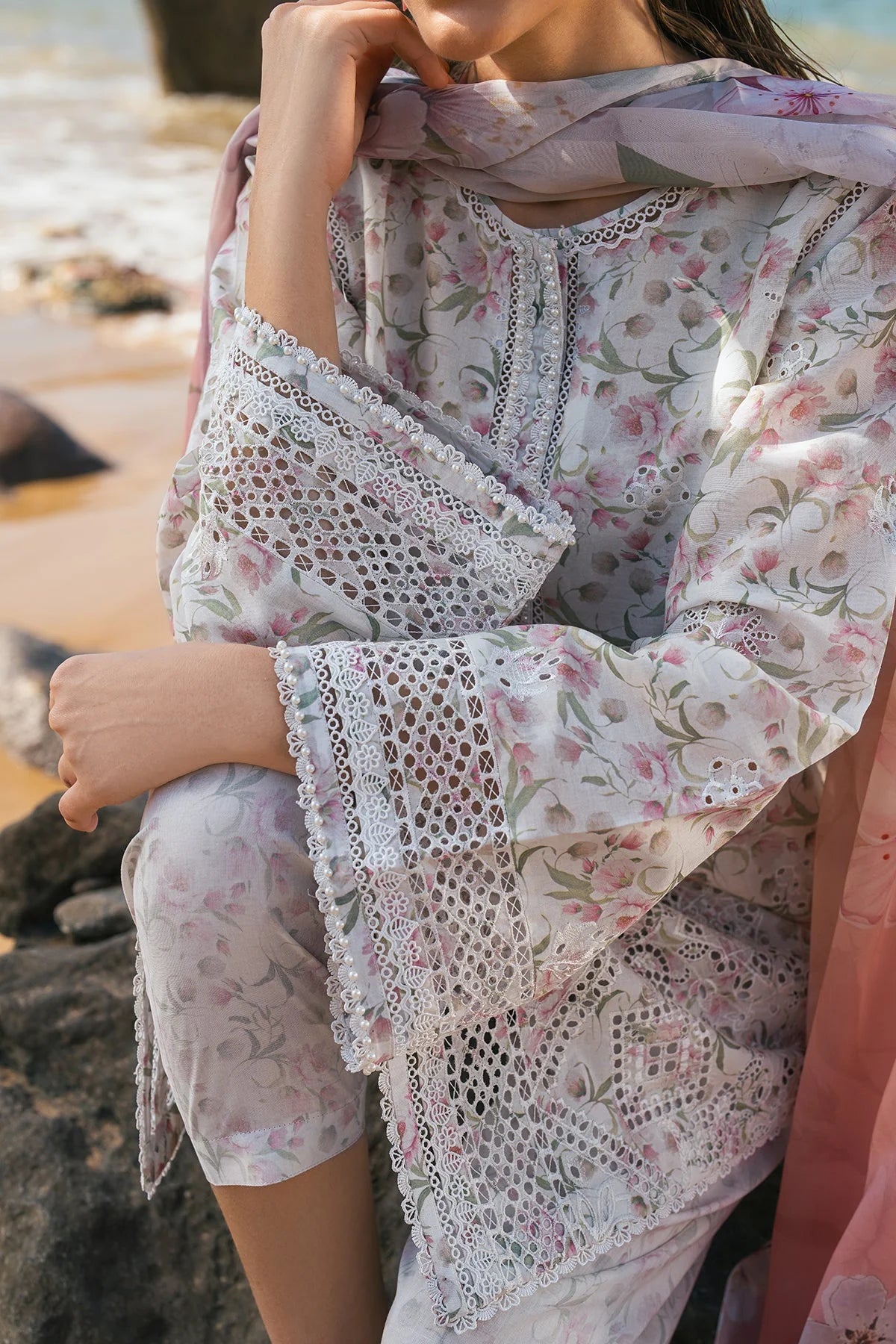 Baroque Embroidered Printed Lawn – Floral Elegance