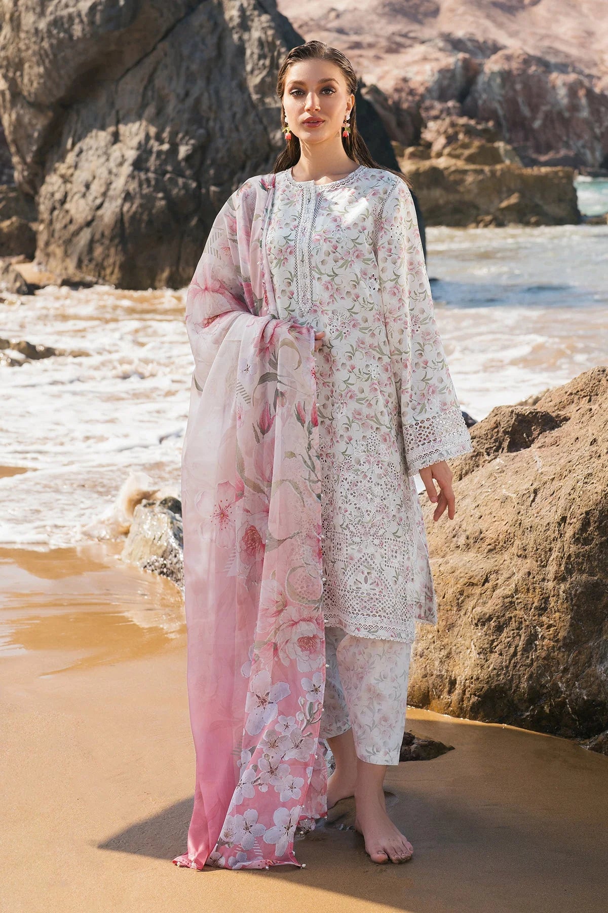 Baroque Embroidered Printed Lawn – Floral Elegance
