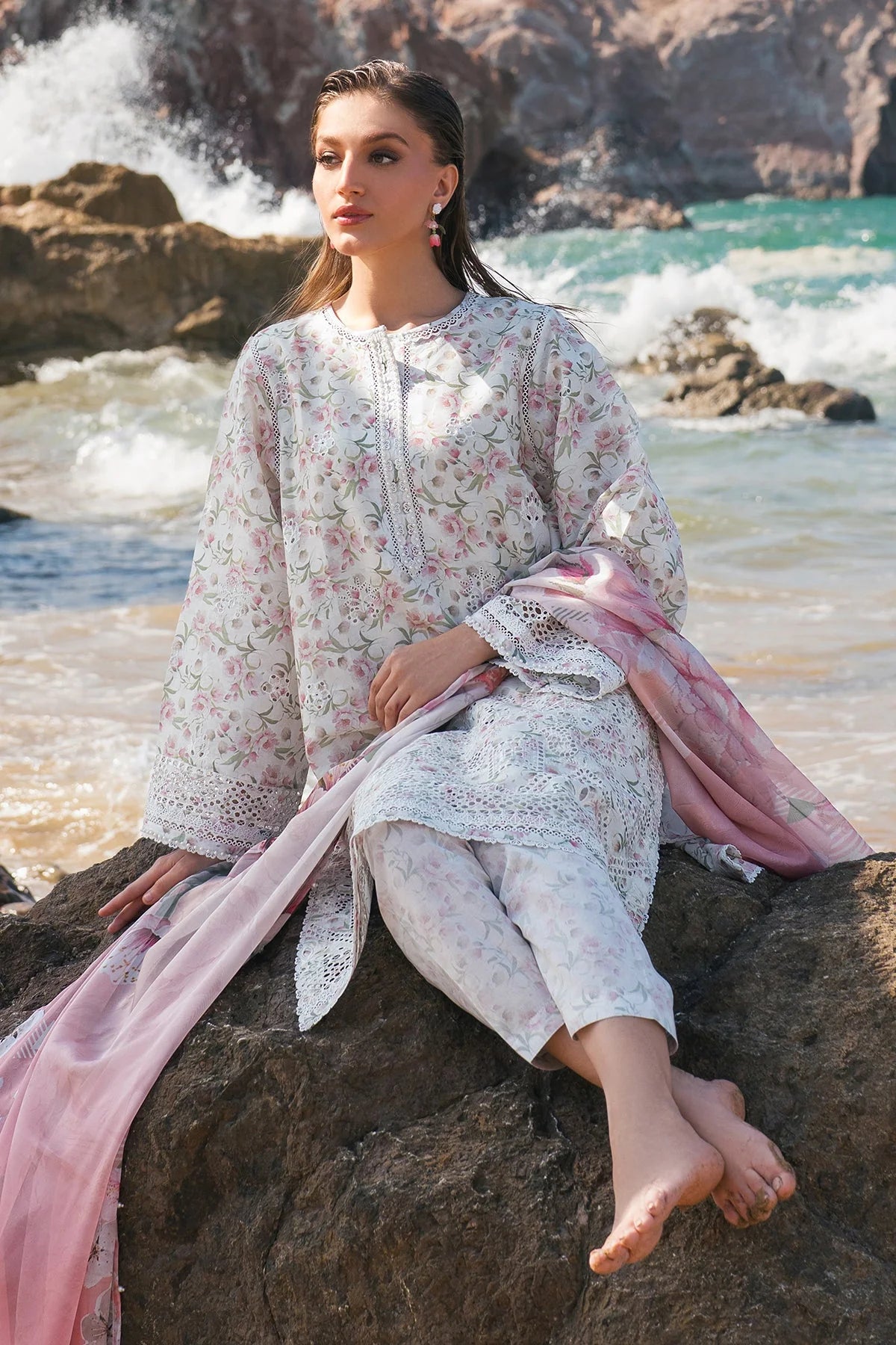 Baroque Embroidered Printed Lawn – Floral Elegance