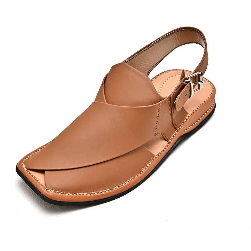 Handmade Classic Brown Peshawari Chappal