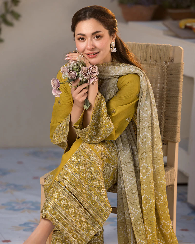 3PC Lawn Embroidered Suit – Qalamkar by Hania Amir