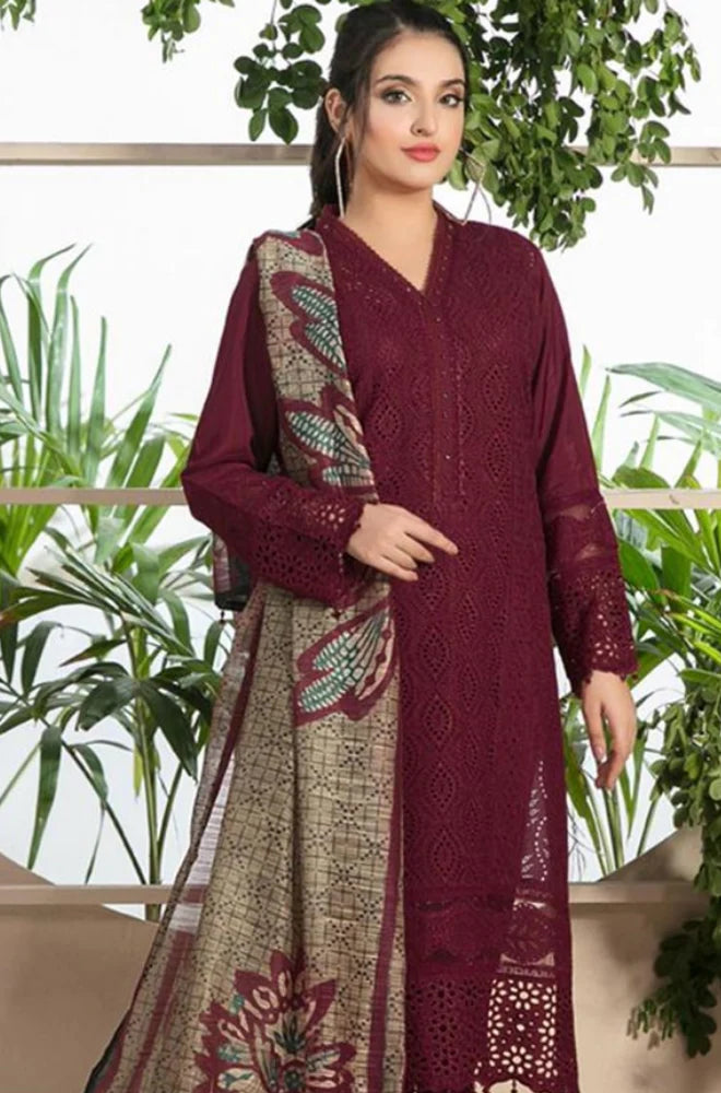 Embroidered Chikan Lawn 3PC Suit