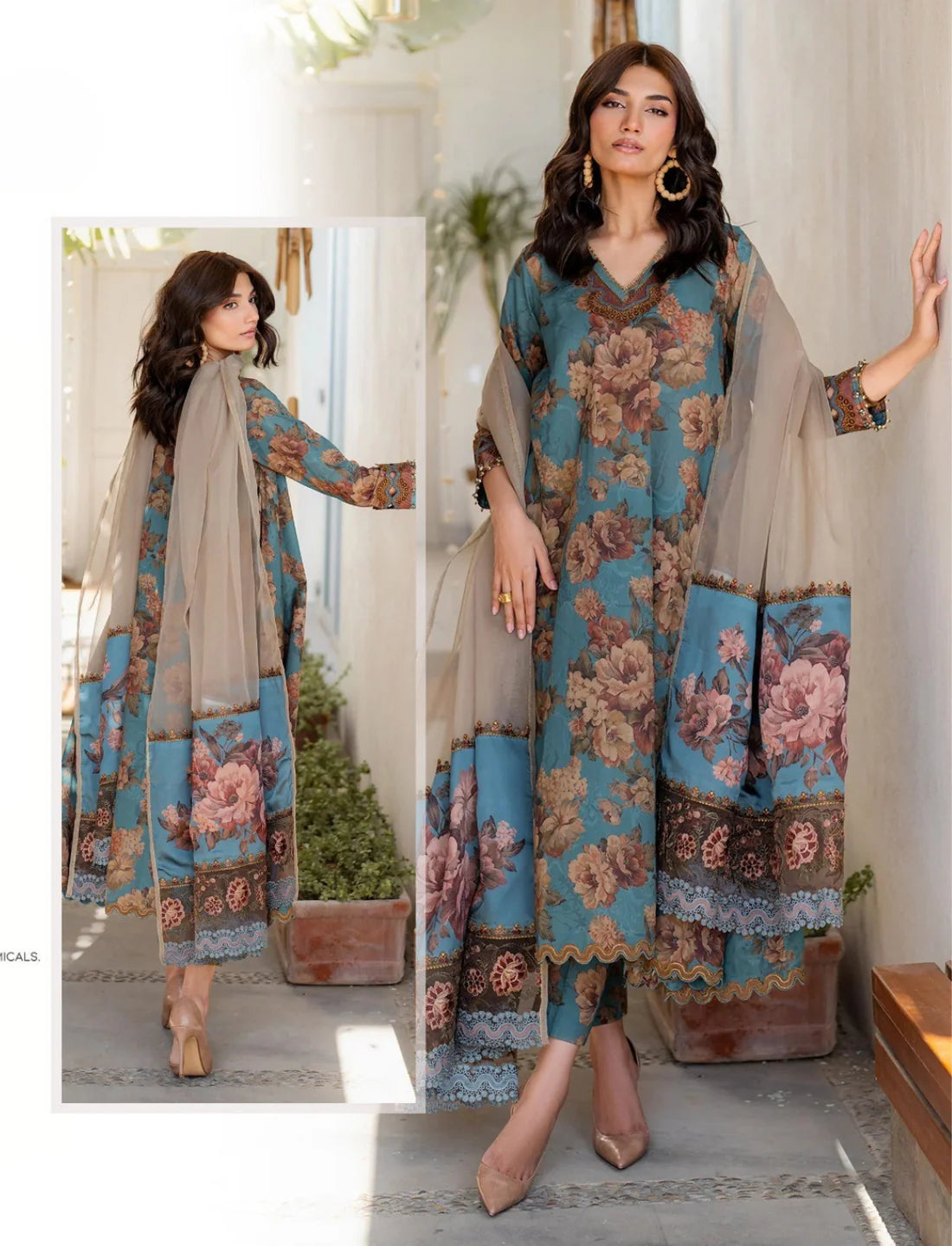 Baroque Embroidered Printed Lawn – Unstitched 3pc Suit