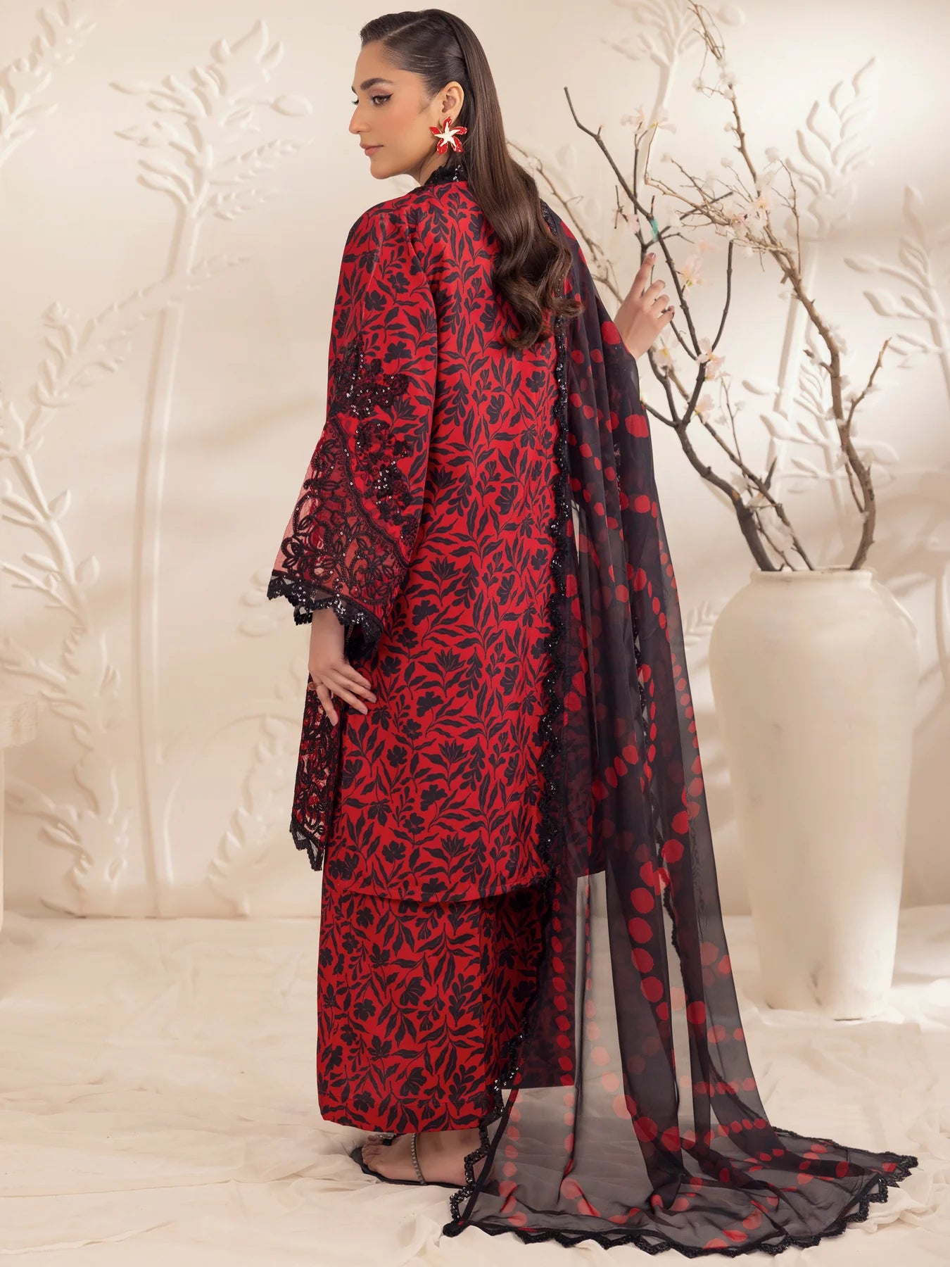 Floral Elegance Embroidered Printed Linen 3-pc