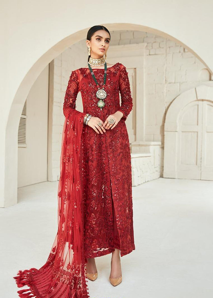 Maryam Hussain Red Net Dress – 3 Piece