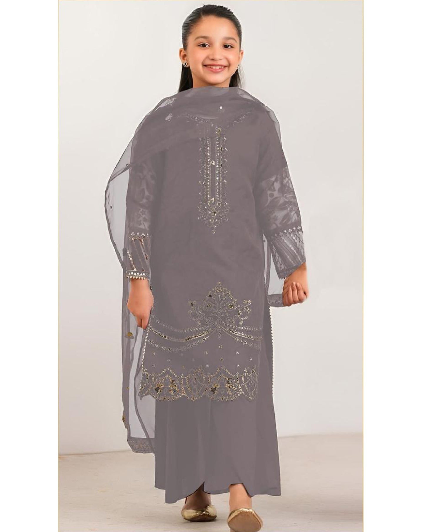 2 piece embroidered kids suit