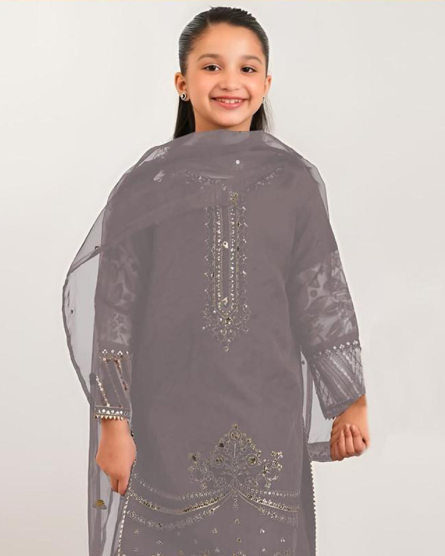 2 piece embroidered kids suit