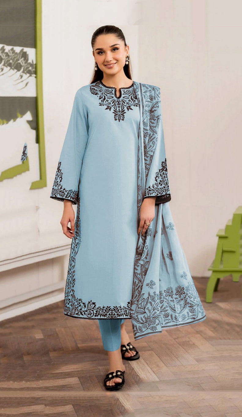 3PC Lawn Embroidered Shirt