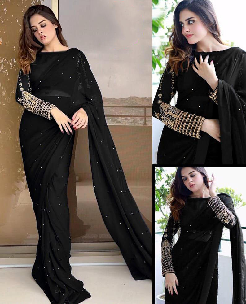 Multi Sequence with Pearls & Embroidery Saree Set