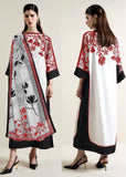 Stitched-BUTTERFLY KAFTAN Long Baggy Digital Printed 3-Piece Suit