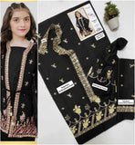 Kids Black Embroidered Suit