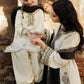 Kids 3PC Embroidered Linen Dress With Net Dupatta - Unstitched