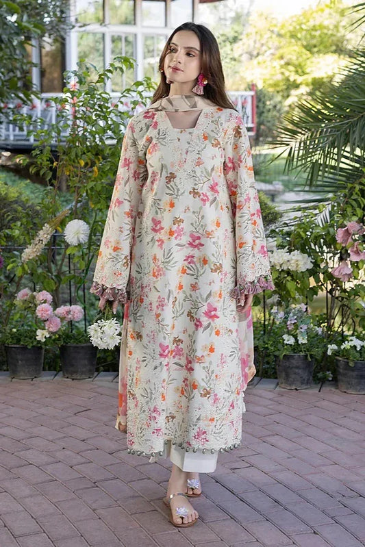 Crimson Embroidered Linen 3 Piece