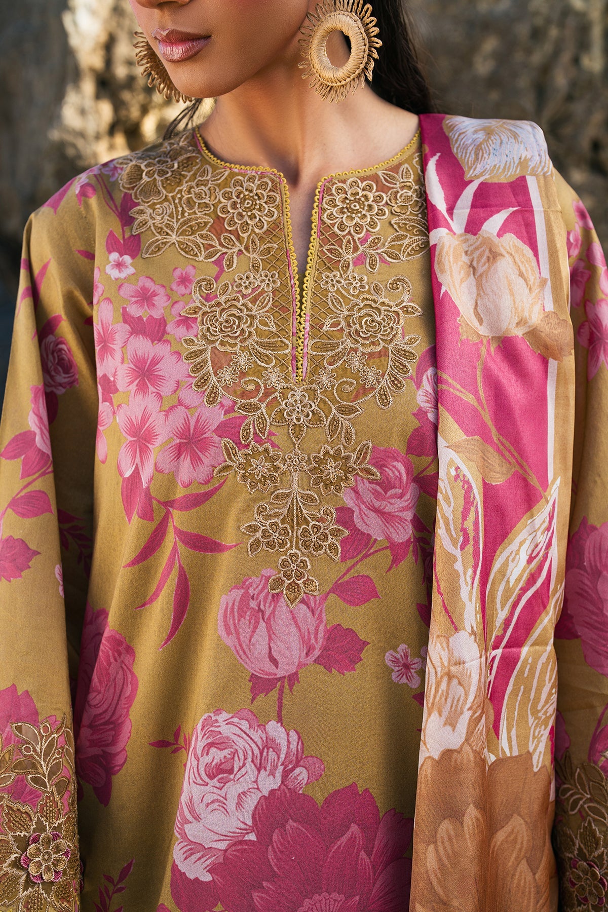 Baroque Embroidered Floral Lawn Ensemble – 3-Piece Suit
