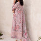 Crimson Embroidered Linen 3-Piece