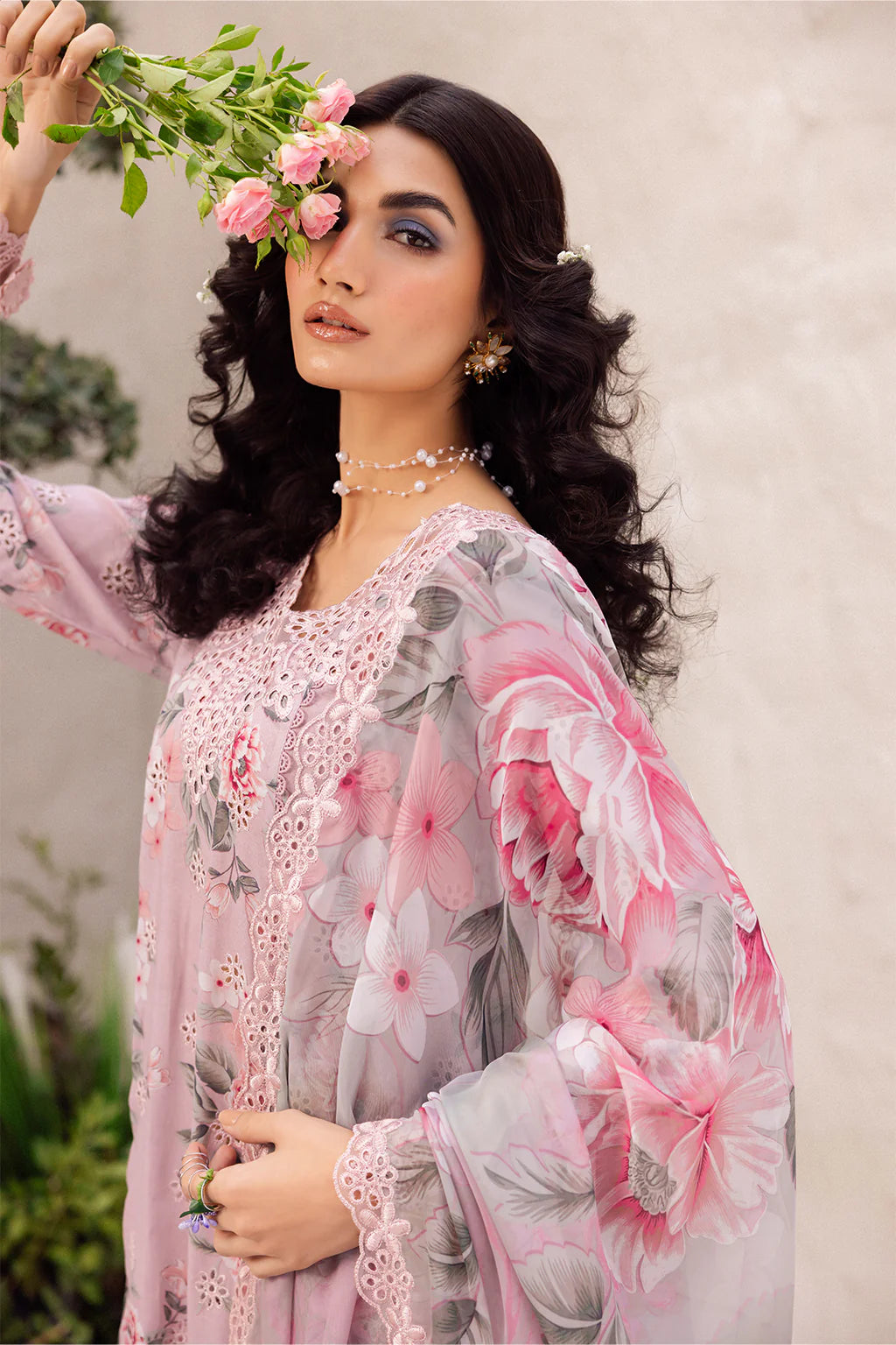 Crimson Embroidered Linen 3-Piece