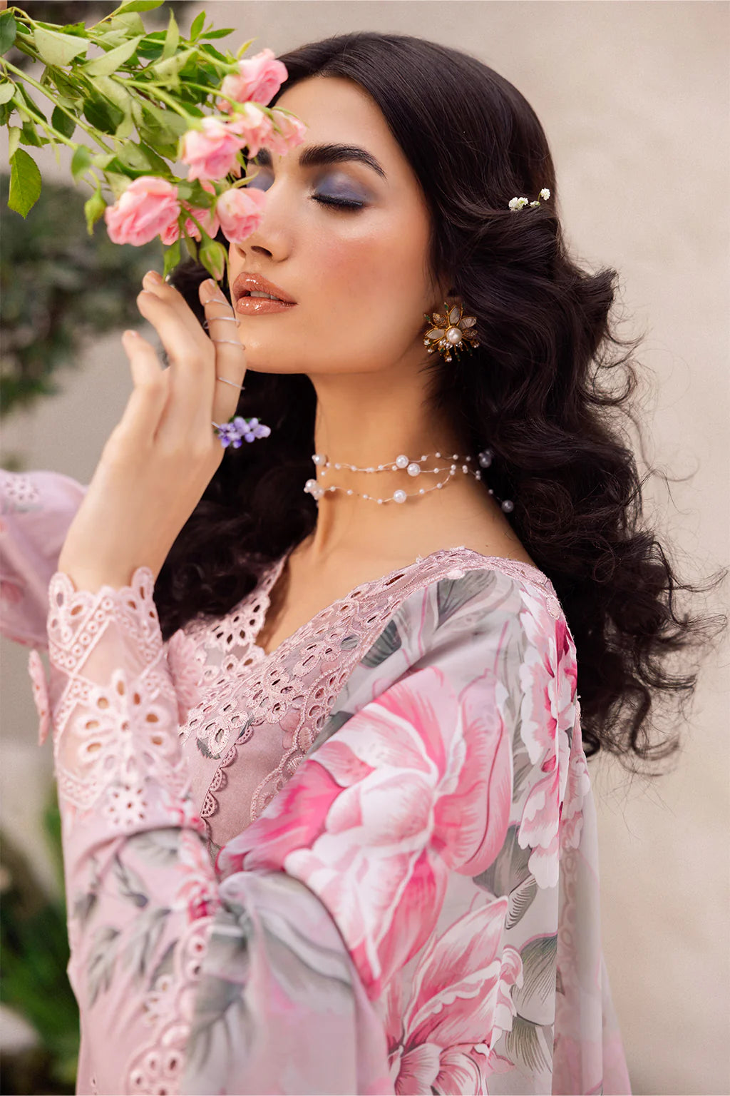 Crimson Embroidered Linen 3-Piece