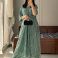Rooh-e-Sham Stitch Kaftan- Light Sea Green