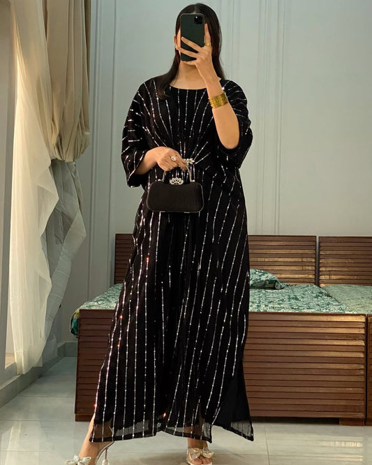 Rooh-e-Sham Kaftan Stitch – Jet Black