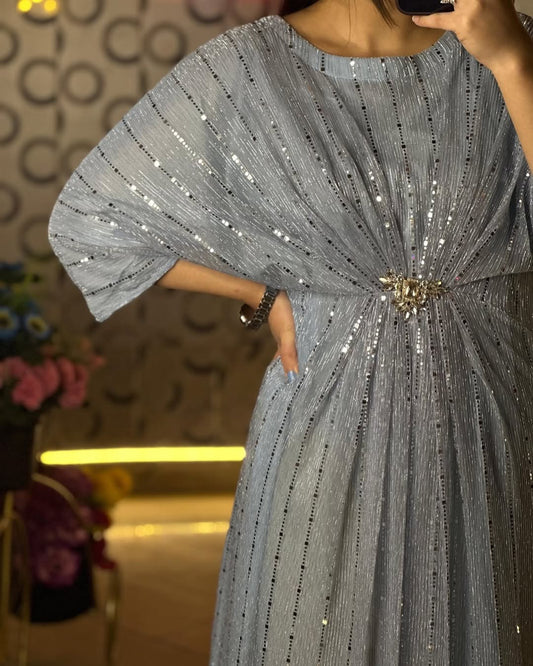 Rooh-e-Sham Kaftan Stitch – Ice Blue