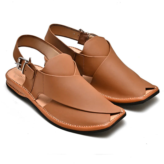 Handmade Classic Brown Peshawari Chappal