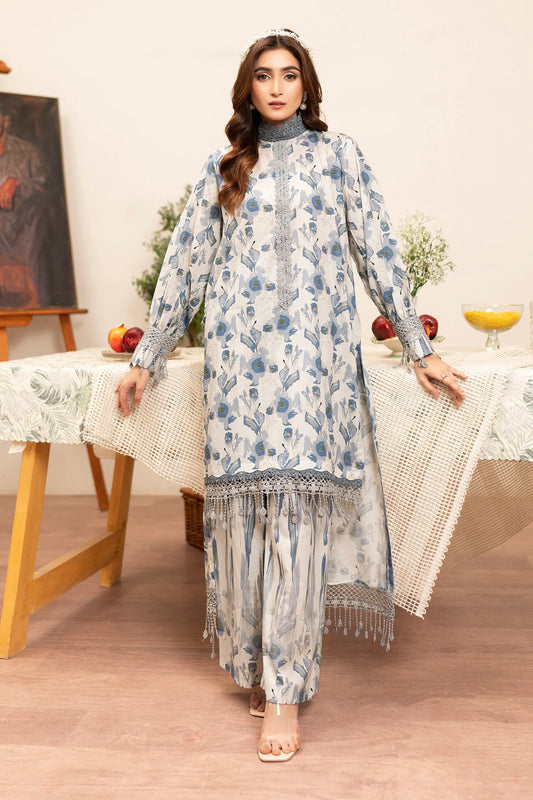 Winter Self Jacquard Lawn 3PC Khaddar Printed Suit