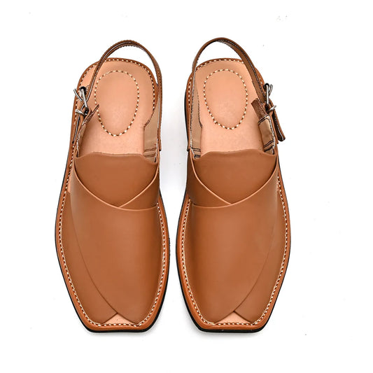 Handmade Classic Brown Peshawari Chappal