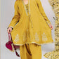 Embroidered panelled A-line frock paired