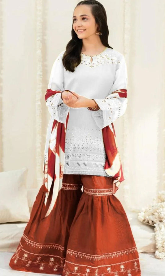 White Kids Embroidered Suit