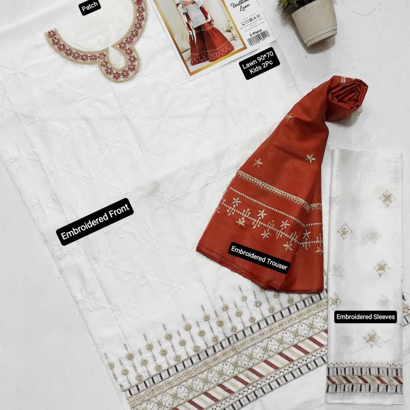 White Kids Embroidered Suit