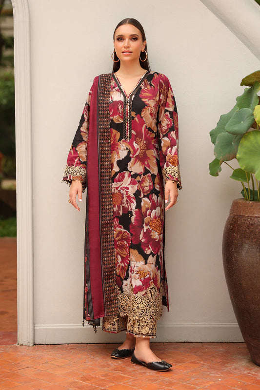 Winter 3PC Khaddar Embroidered Printed Suit