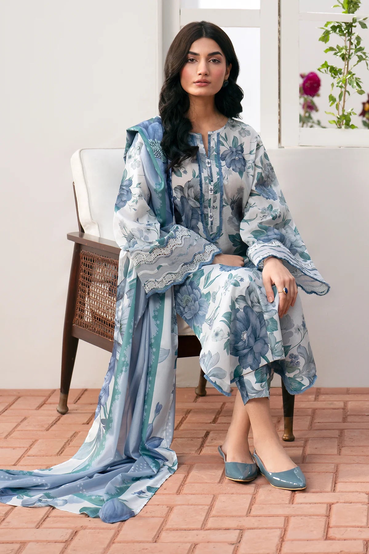 Digital Printed Linen 3-Piece Suit