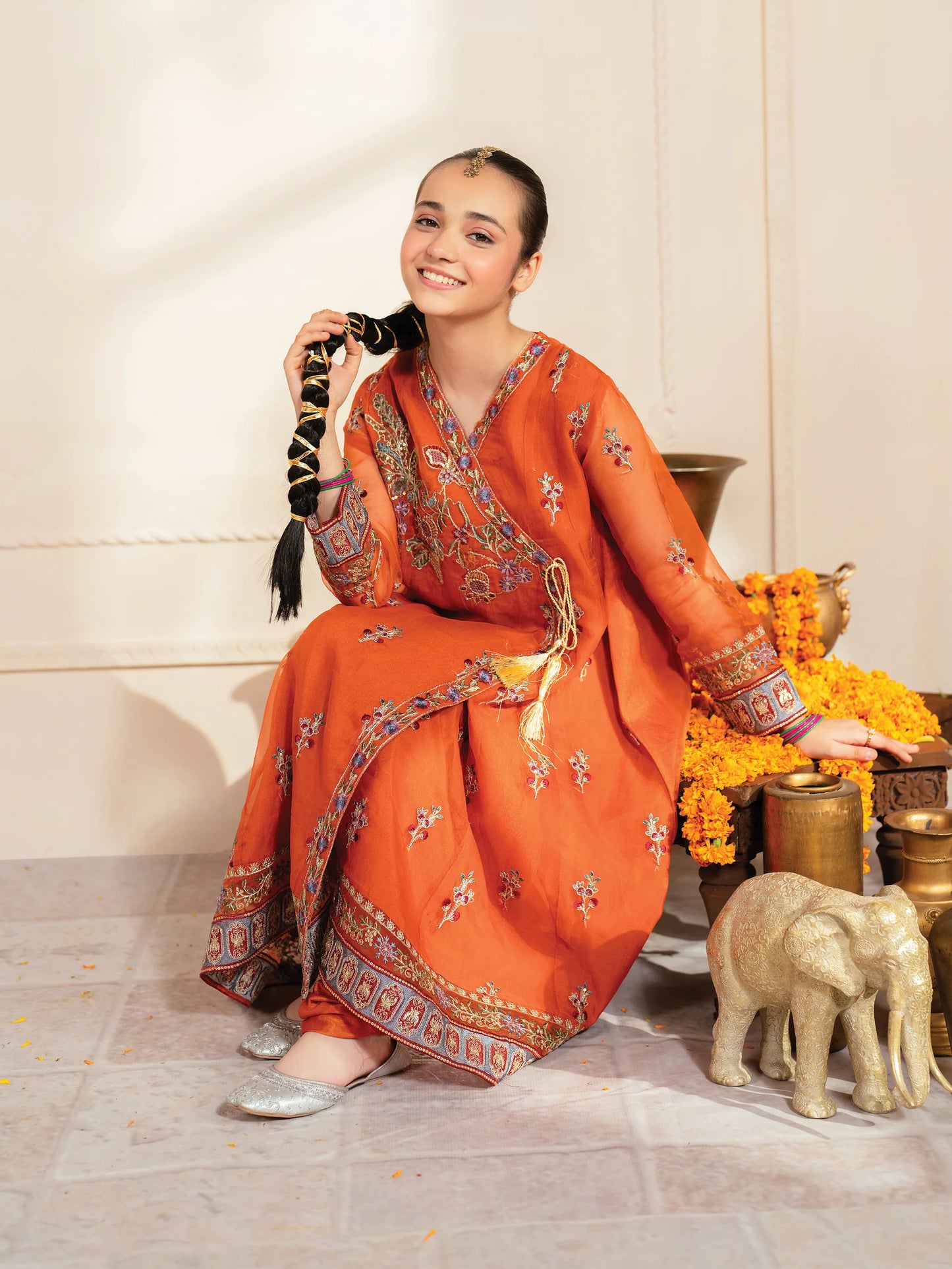 Aziza Kids Embroidered Suit – Stylish & Soft
