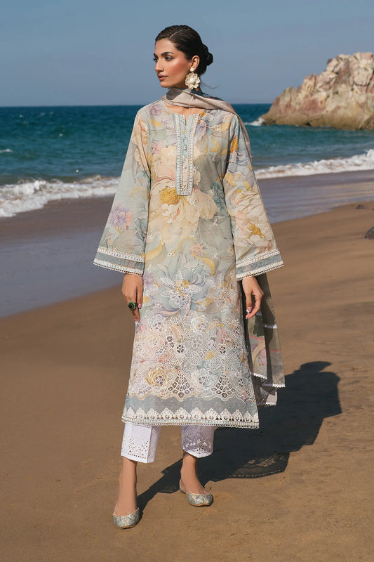 Baroque Floral Schiffli Lawn Suit