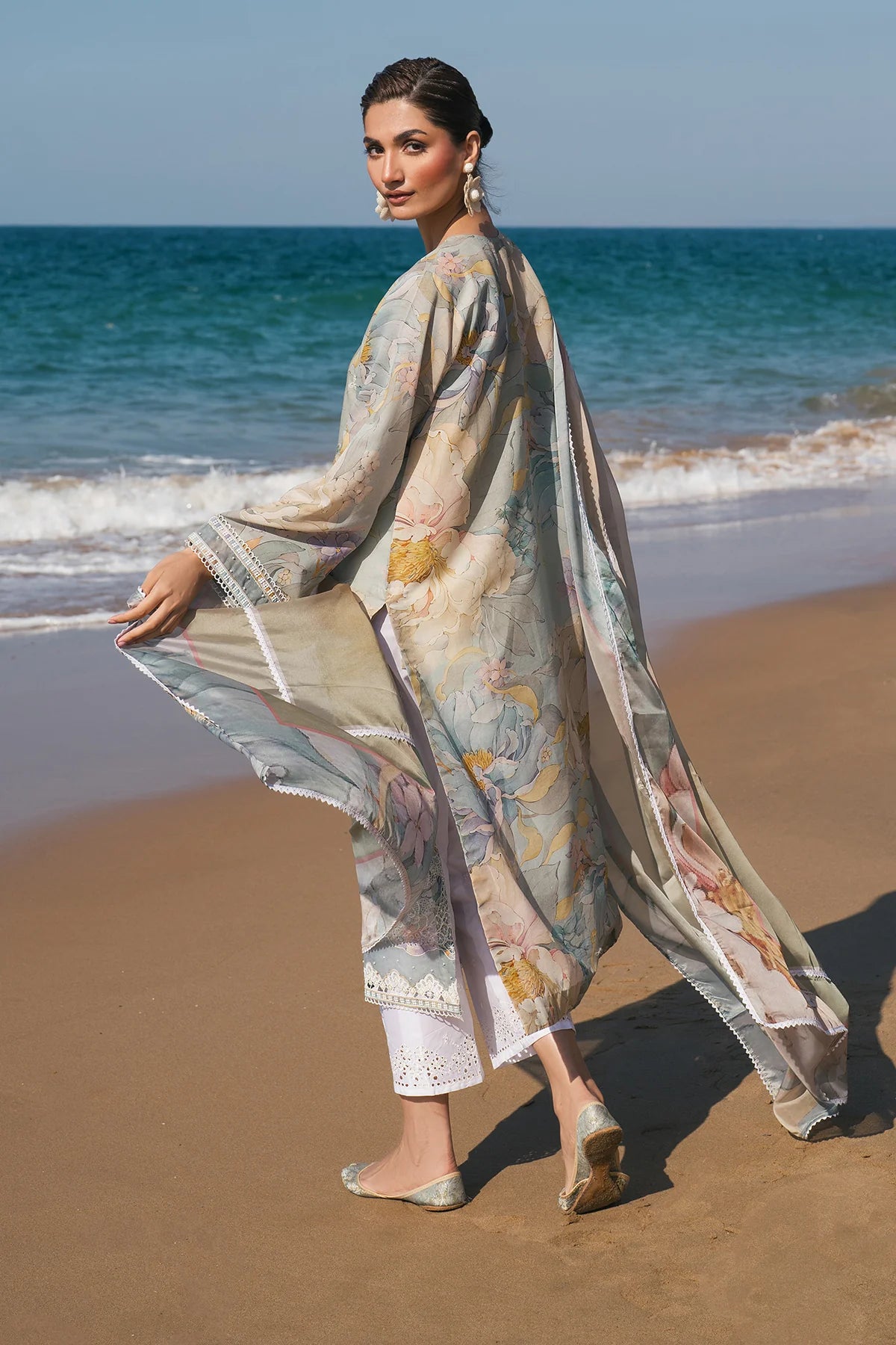 Baroque Floral Schiffli Lawn Suit