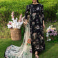Bloom delicate floral Linen Embroidered 3-Piece