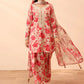 Pink 3 Piece Embroidered Linen Suit