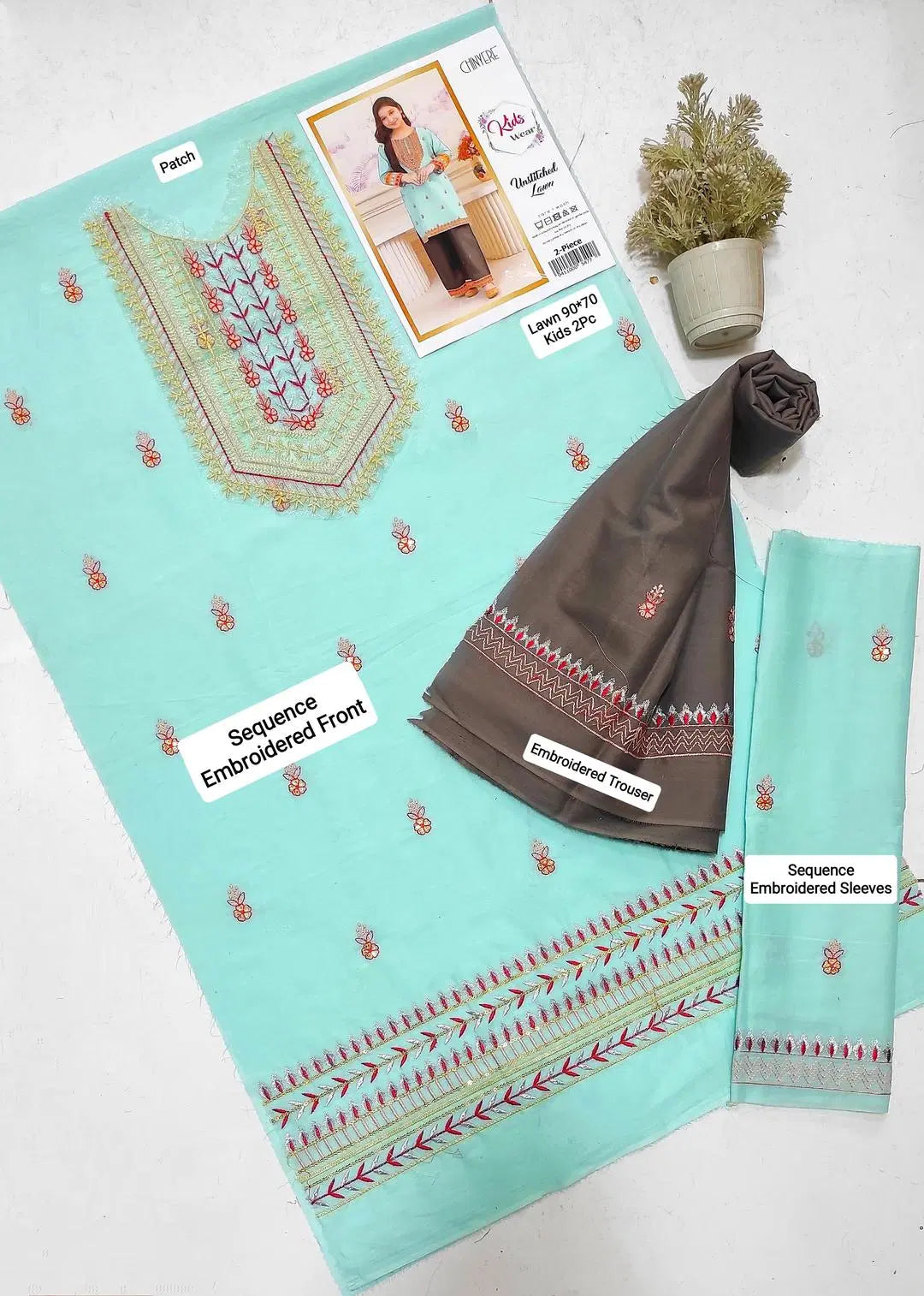 2 Pcs Girl’s Embroidered Suit