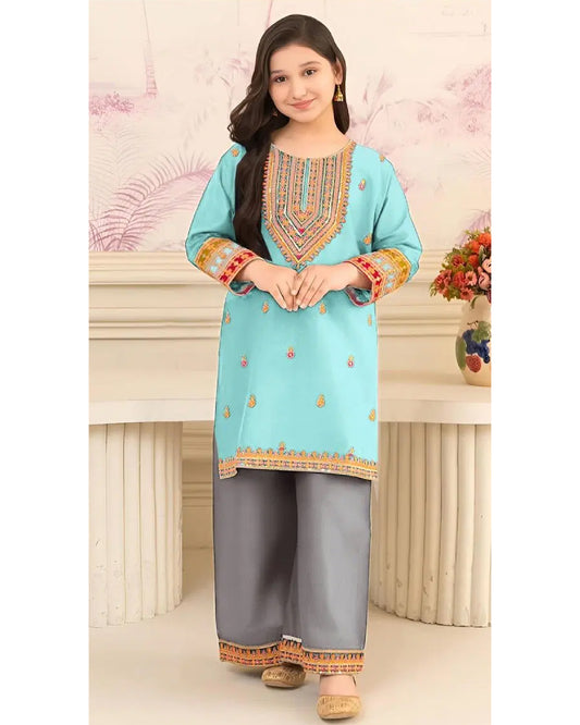 2 Pcs Girl’s Embroidered Suit