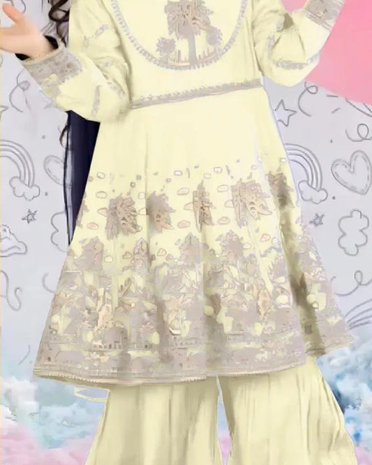 Elegant Kids Girls Embroidered Suit