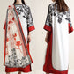 Stitched-BUTTERFLY KAFTAN Long Baggy Digital Printed 3-Piece Suit