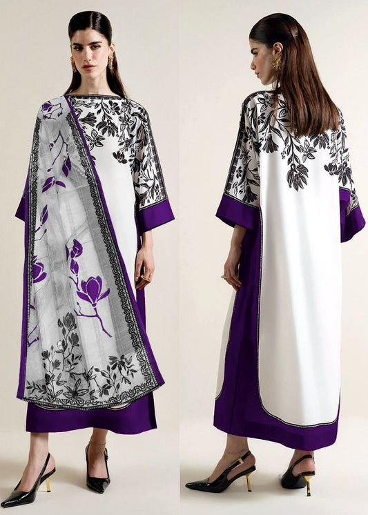 Stitched-BUTTERFLY KAFTAN Long Baggy Digital Printed 3-Piece Suit