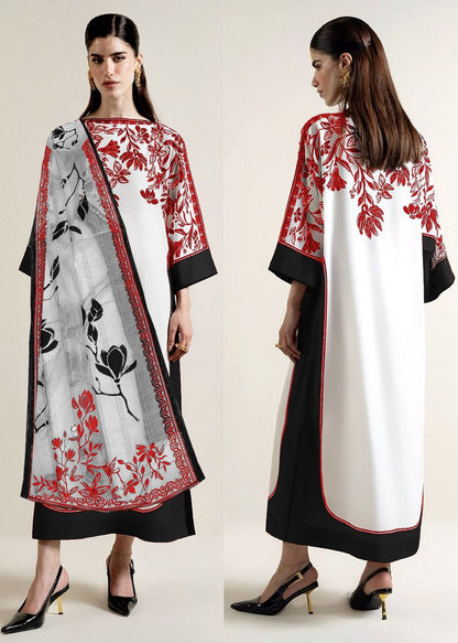 Stitched-BUTTERFLY KAFTAN Long Baggy Digital Printed 3-Piece Suit