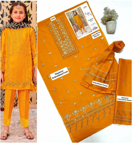 Kids Embroidered Linen Suit