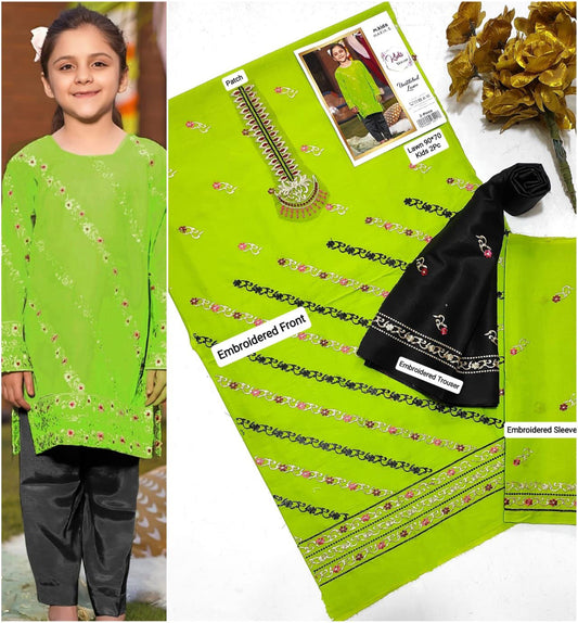 Green Kids Embroidered Suit