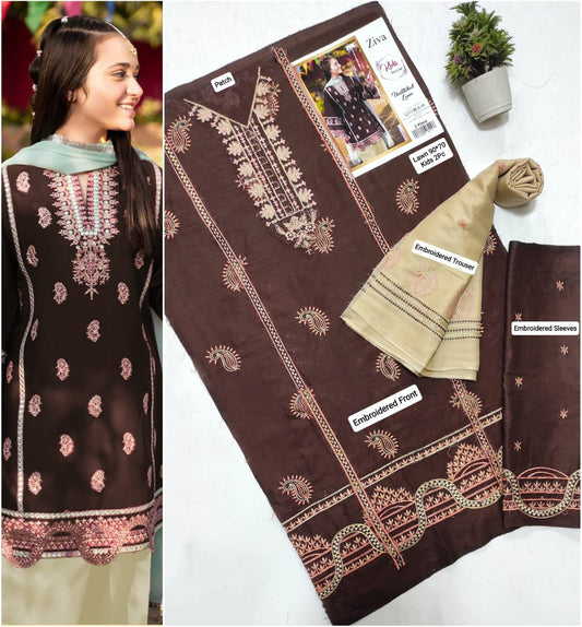 Brown Kids Embroidered Suit