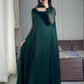 Stitched Bottle Green Flora 3PCS Chiffon Suit